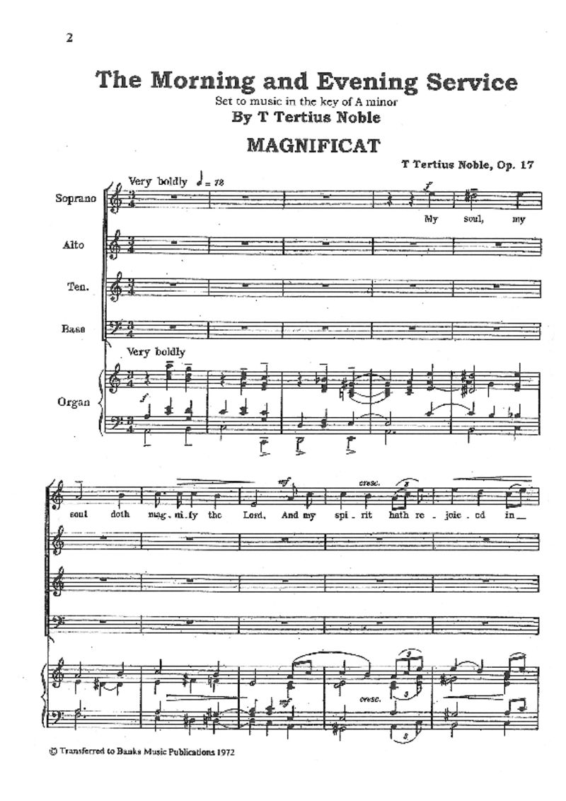 Noble: Magnificat and Nunc Dimittis in A SATB published by Banks