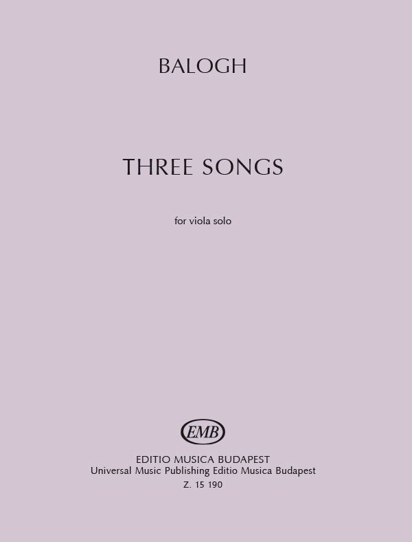 Balogh: Three Songs for Solo Viola published by EMB