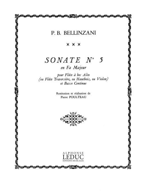 Bellinzani: Sonata Opus 3 No.5 in F published by Leduc