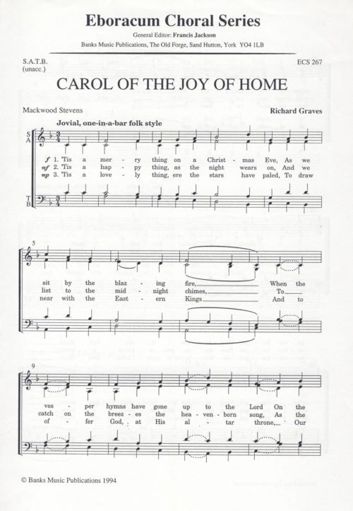 Graves: Carol Of The Joy Of Home SATB published by Eboracum