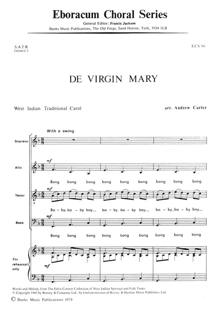 Carter: De Virgin Mary SATB published by Eboracum