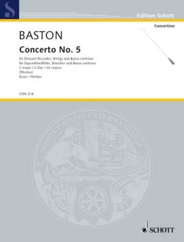 Baston: Concerto No 5 in C for Descant Recorder published by Schott