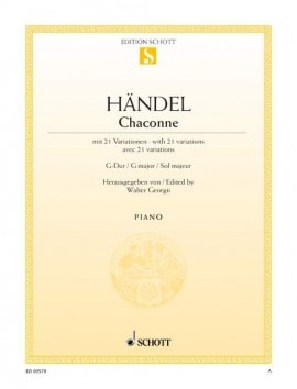 Handel: Chaconne in G major arranged for Piano published by Schott