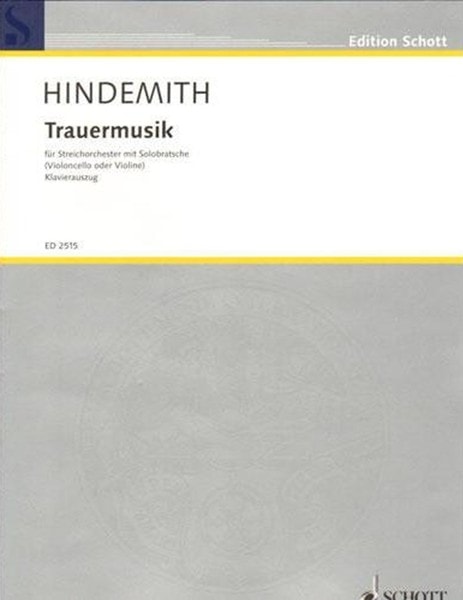 Hindemith: Trauermusik for Viola published by Schott