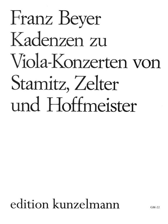 Beyer: Cadenzas for Viola Concertos by Stamitz, Zelter & Hoffmeister published by Kunzelmann