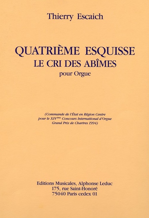 Escaich: Esquisse No 4 for Organ published by Leduc
