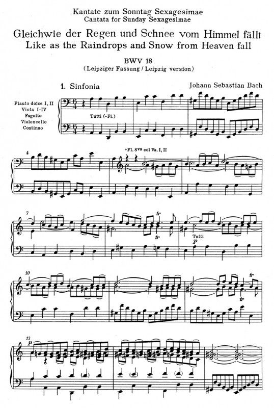Bach: Cantata No 18: Gleich wie der Regen und Schnee (BWV 18) published by Barenreiter Urtext - Vocal Score