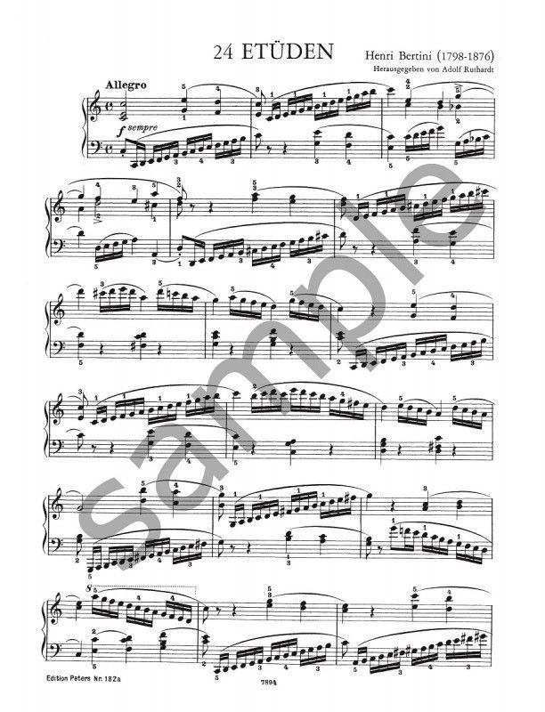 Bertini: Preliminary Studies Volume 1 Opus 29 for Piano published by ...