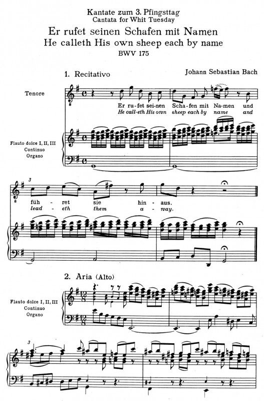Bach: Cantata No 175: Er rufet seinen Schafen (BWV 175) published by Barenreiter Urtext - Vocal Score
