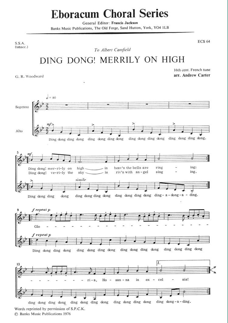 Carter: Ding Dong Merrily on High SSA published by Eboracum