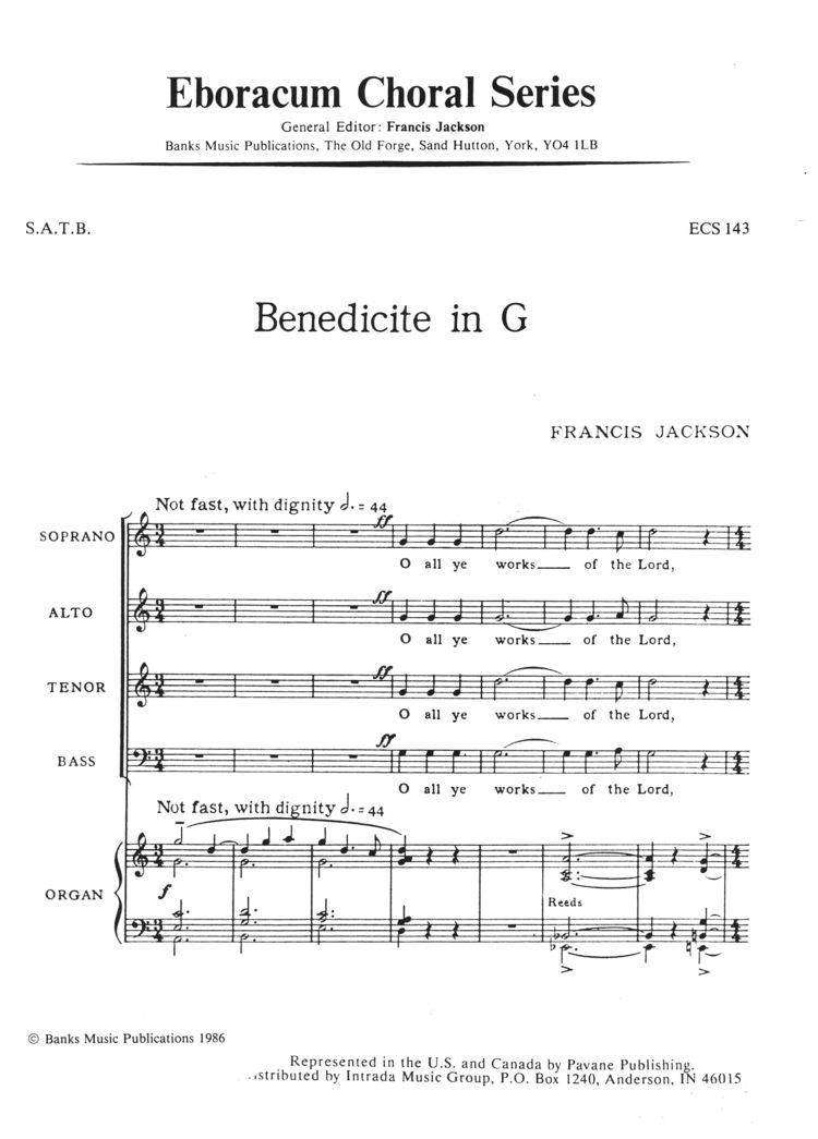 Jackson: Benedicite in G published by Eboracum