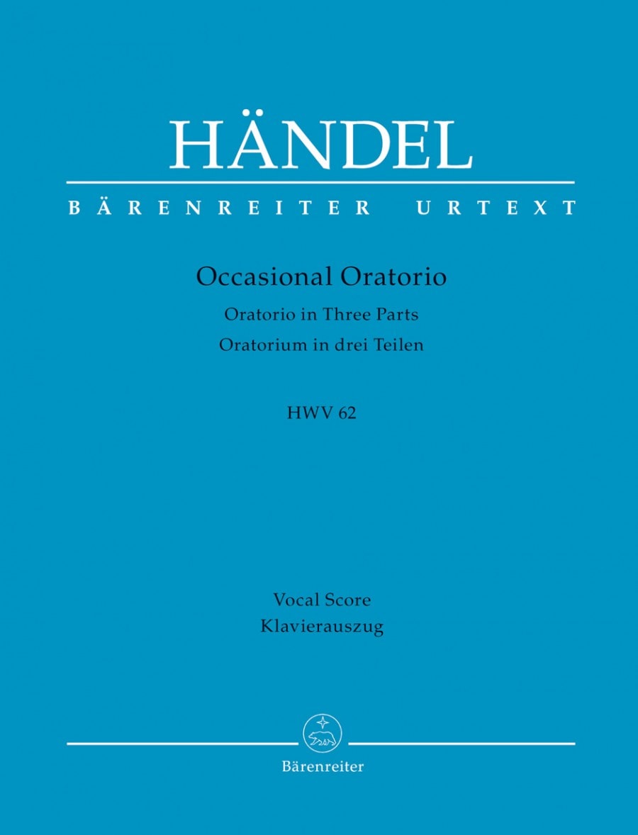 Handel: Occasional Oratorio (HWV 62) published by Barenreiter Urtext - Vocal Score