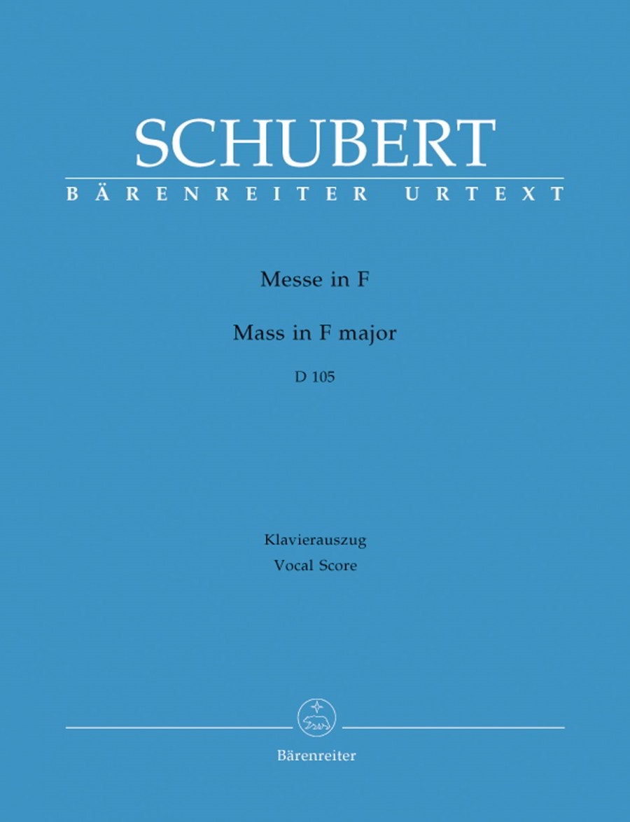 Schubert: Mass in F (D105) published by Barenreiter Urtext - Vocal Score