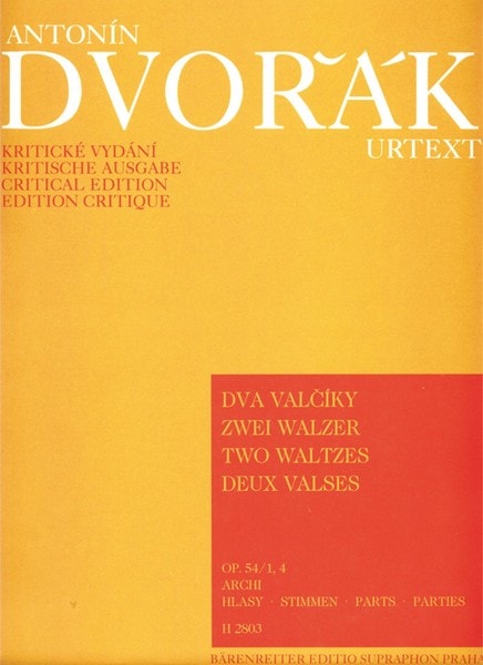 Dvorak:  Waltzes Opus 54 Nos. 1 & 4 for String Quartet published by Barenreiter