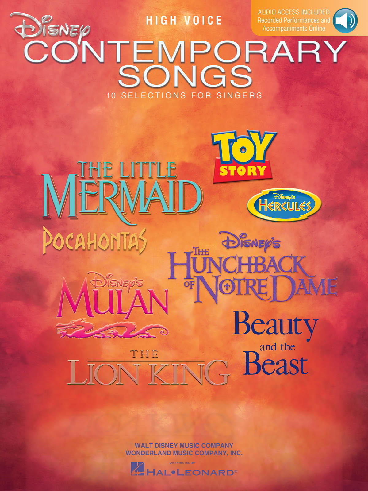 Disney Contemporary Songs - High published by Hal Leonard (Book/Online Audio)