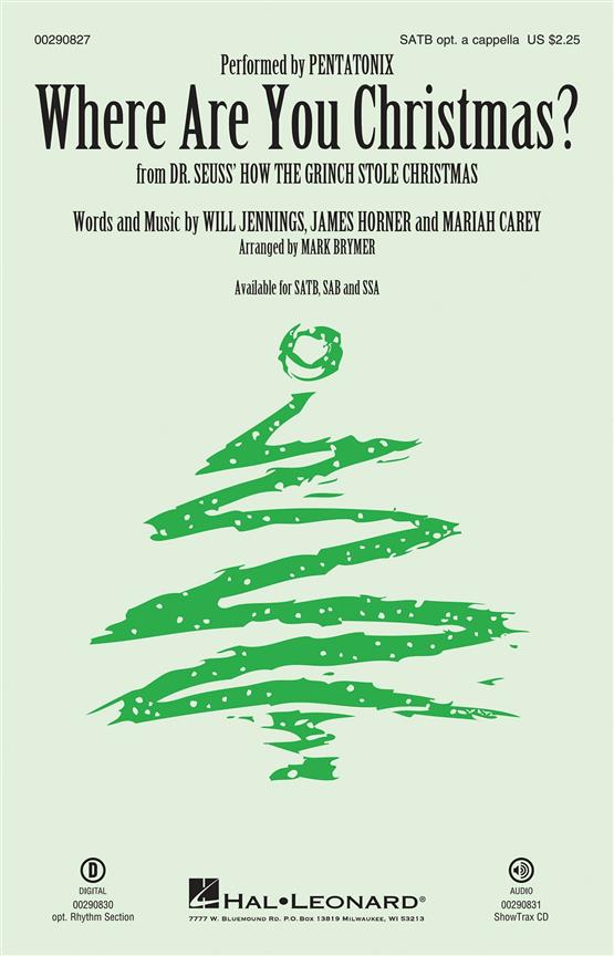 Where Are You Christmas? SATB published by Hal Leonard