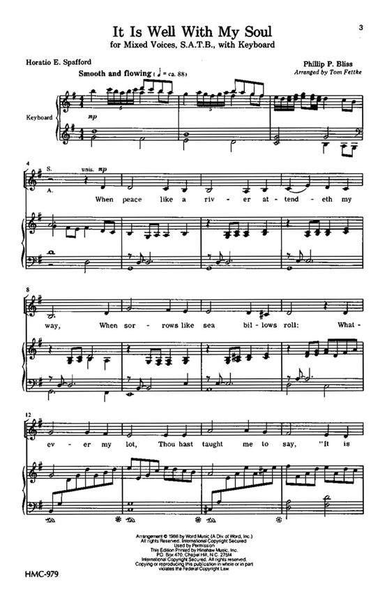 Bliss: It Is Well With My Soul SATB published by Hinshaw