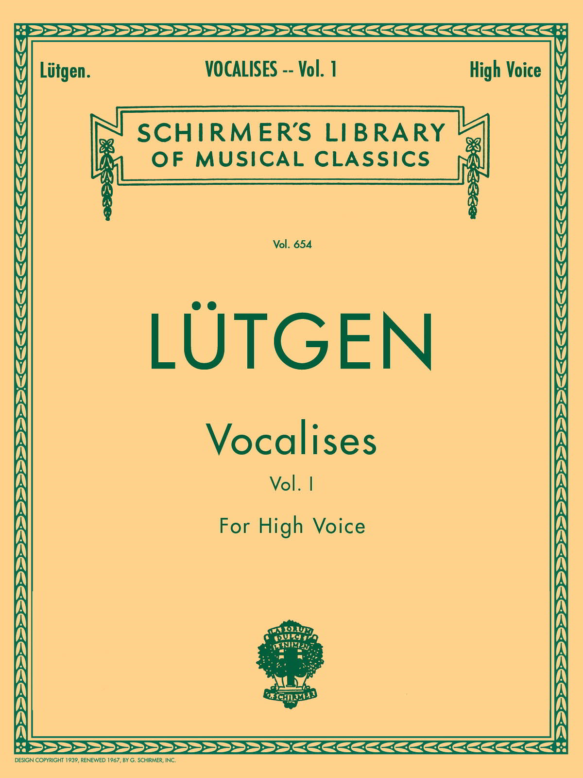 Lutgen: Vocalises Book 1 (High Voice)- 20 Daily Exercises published by Schirmer