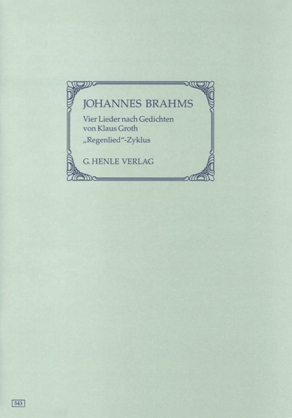 Brahms: Four Songs with Lyrics by Klaus Groth published by Henle