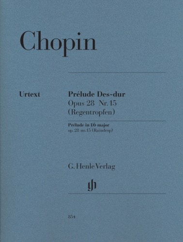 Chopin: Prelude in Db Opus 28 No 15 (Raindrop) for Piano by Chopin published by Henle