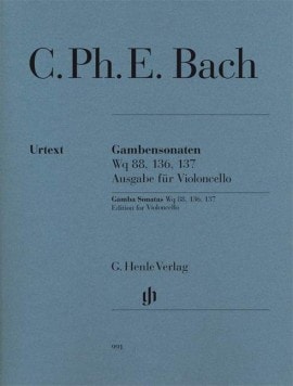 C P E Bach: Gamba Sonatas WQ 88, 136, 137 for Cello published by Henle