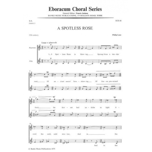 Lane: A Spotless Rose SA Choir published by Eboracum