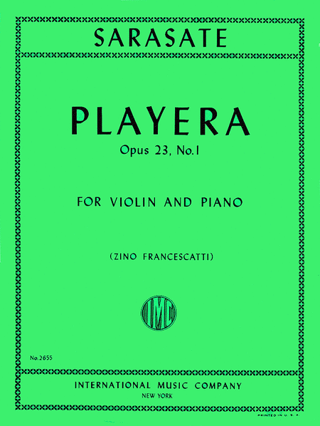 Sarasate: Playera Opus 23/1 for Violin published by IMC