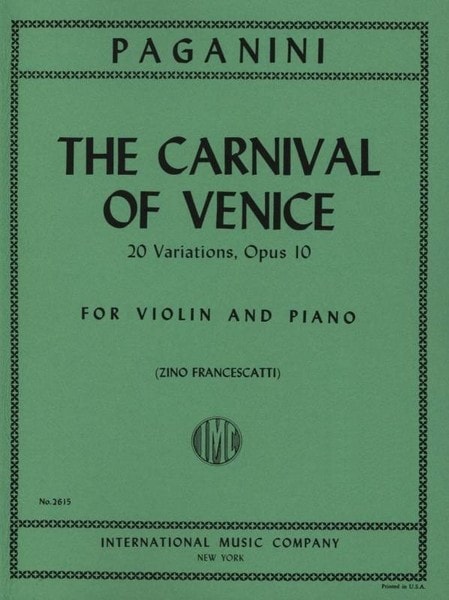 Paganini: The Carnival of Venice for Violin published by IMC