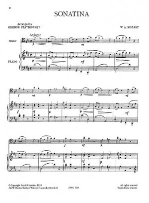 Mozart: Sonatina for Cello published by Chester