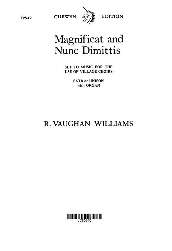 Vaughan Williams: Magnificat & Nunc Dimittis in C SATB published by Curwen