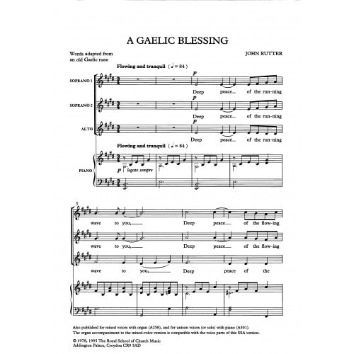 Rutter: Gaelic Blessing SSA published by RSCM