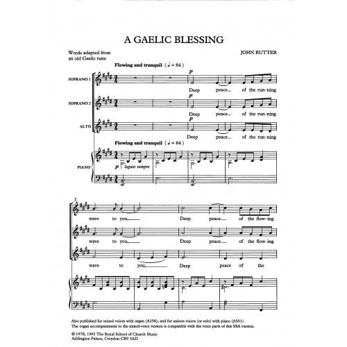 Rutter: Gaelic Blessing SSA published by RSCM