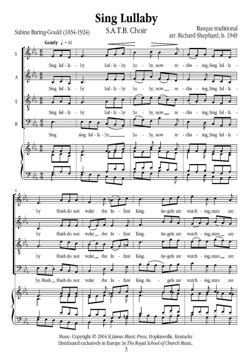 Shephard: Sing lullaby SATB published by RSCM