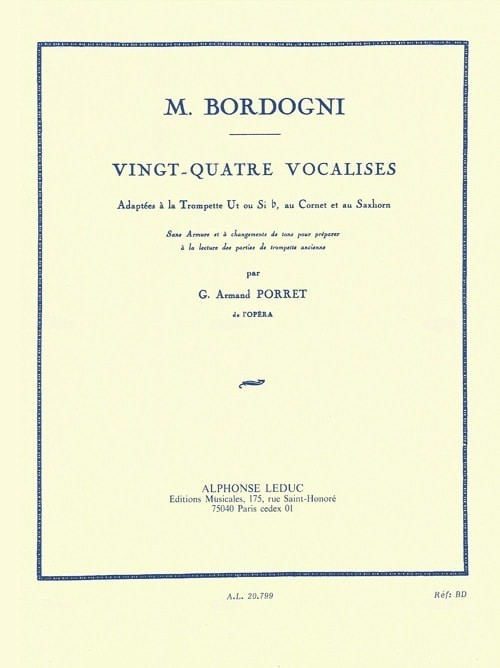 Bordogni: 24 Vocalises for Trumpet published by Leduc