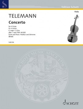 Telemann: Concerto in G Major for 4 violas published by Schott