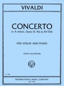 Vivaldi: Concerto in A Minor Opus 3/6 RV356 for Violin published by IMC