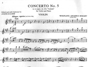 Mozart: Concerto No 5 in A KV219 for Violin published by IMC