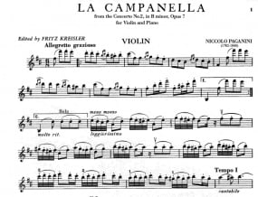 Paganini: La Campanella Opus 7 for Violin published by IMC