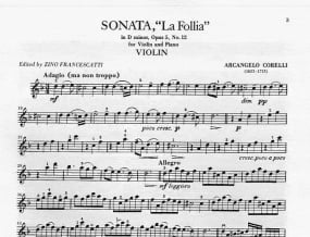 Corelli: Sonata La Follia Opus 5 No 12 for Violin published by IMC