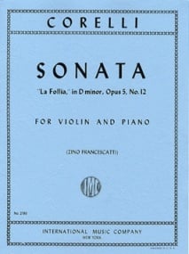Corelli: Sonata La Follia Opus 5 No 12 for Violin published by IMC