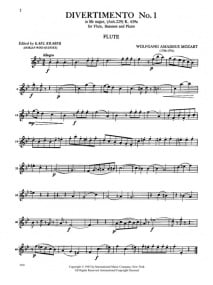 Mozart: Divertimento No 1 KV439a published by IMC