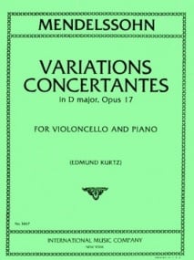 Mendelssohn: Variations Concertantes in D Opus 17 for Cello published by IMC