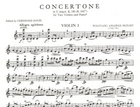 Mozart: Concertone in C major K.190 (K.186e) for 2 Violins published by IMC