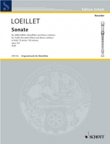 Loeillet: Sonata in D Minor Opus 3 No.6 for Treble Recorder published by Schott
