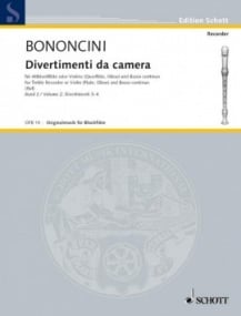 Bononcini: Divertimenti da camera Vol 2 for Treble Recorder published by Schott