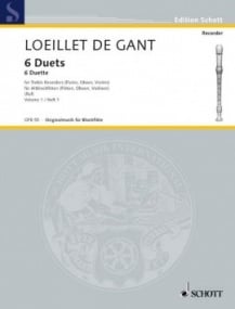 Loeillet: 6 Duets Volume 1 for Treble Recorder published by Schott