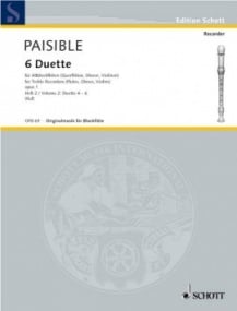 Paisible: Six Duets Volume 2 for Treble Recorders published by Schott