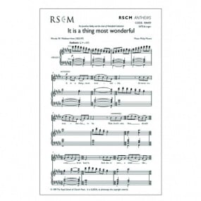 Moore: It is a Thing Most Wonderful SATB published by RSCM