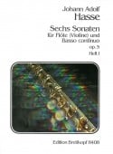 Hasse: 6 Sonatas Opus 5 Volume 2 for Flute published by Breitkopf