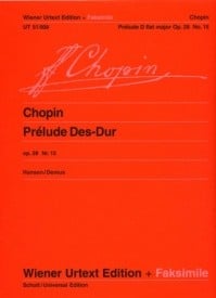 Chopin: Prelude in Db Opus 28 No 15 (Raindrop) for Piano by Chopin published by Wiener Urtext